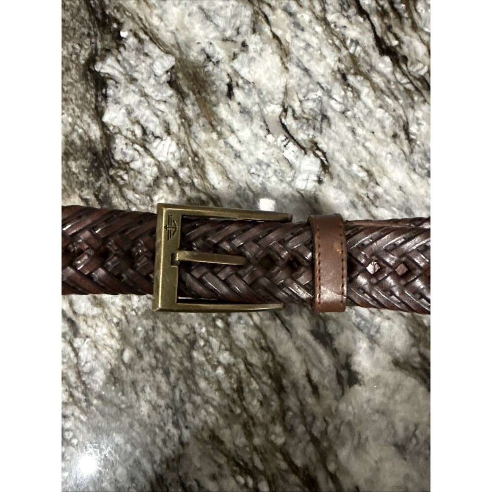 Dockers Brown Braided Leather Belt Men’s Sz 38/95 Measures 46” End-End